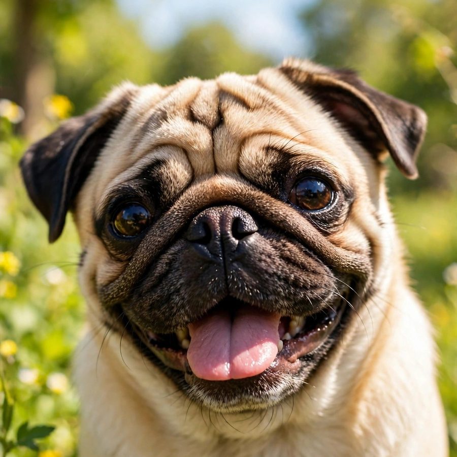 A happy pug